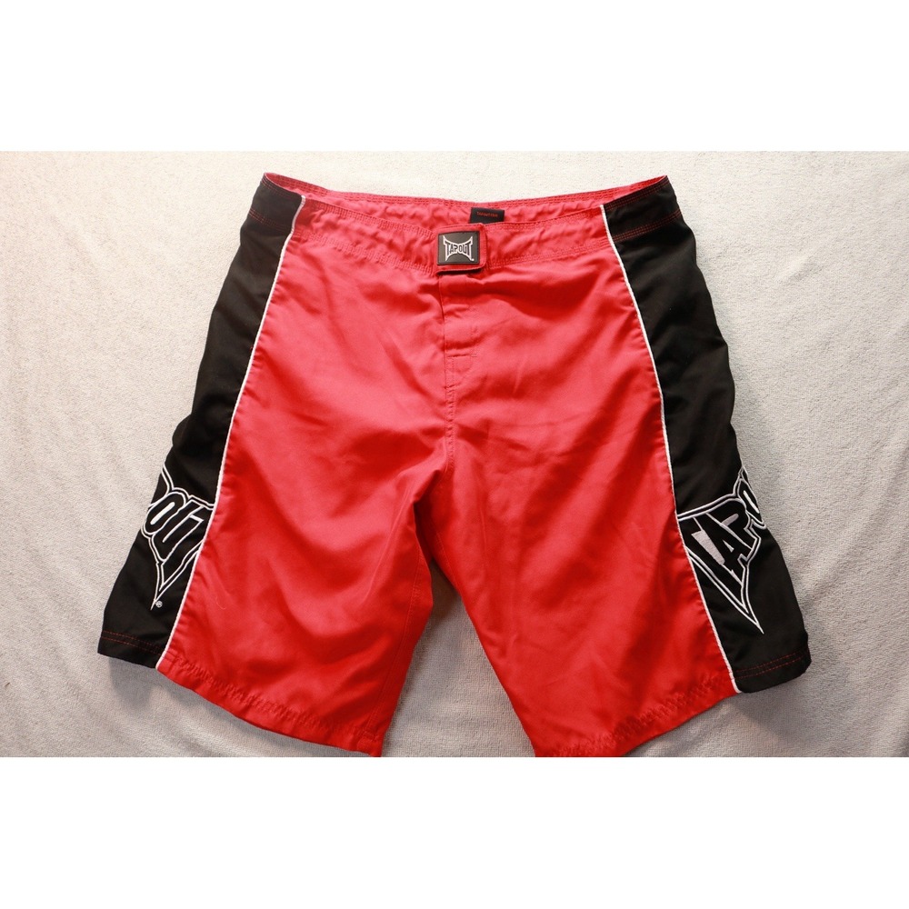 Tapout Mens MMA Fight Board Shorts Size 36 Red Black Logo Athletic Training